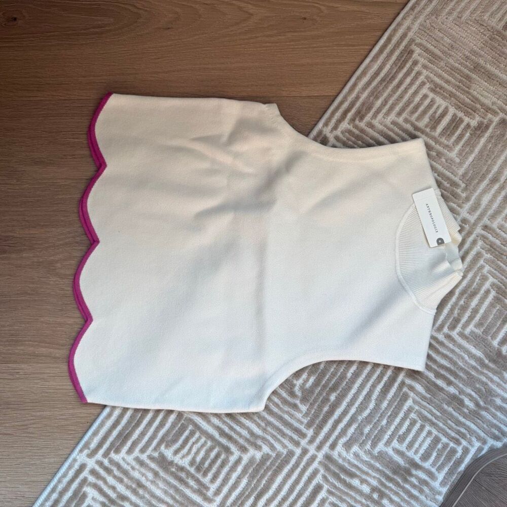 MAEVE SCALLOPED TURTLENECK SWEATER TANK TOP size medium $98 m10 - Picture 3 of 5